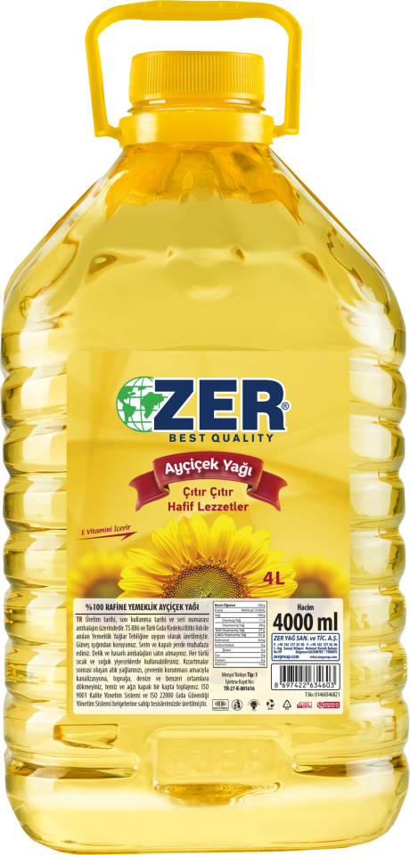 ZER PET DAMACANA AYÇİÇEK YAĞI 4 LT