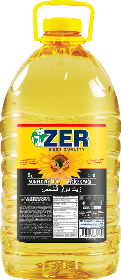 ZER UZUN DAMACANA AYÇİÇEK YAĞI 5 LT