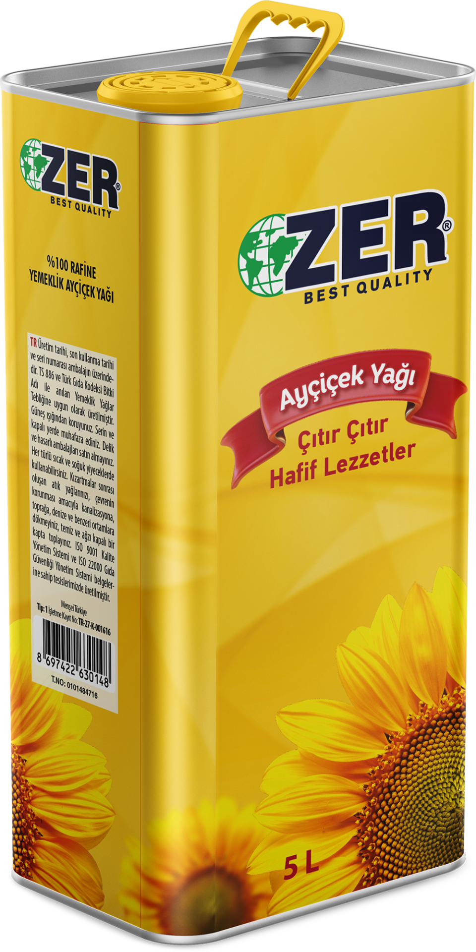 ZER TENEKE AYÇİÇEK YAĞI 5 LT